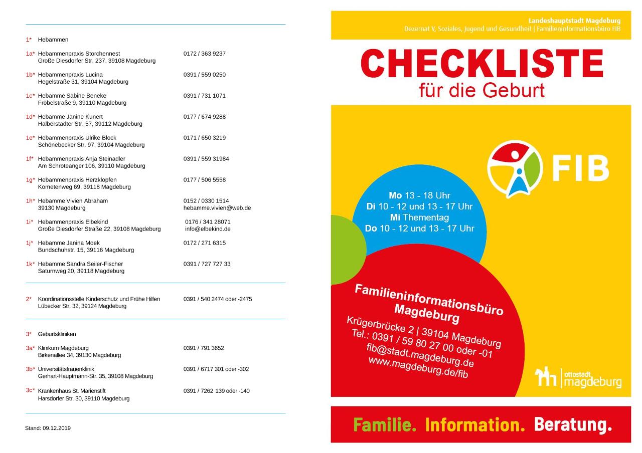 Vorschau Dokument: FIB Checkliste für die Geburt - download Dokument