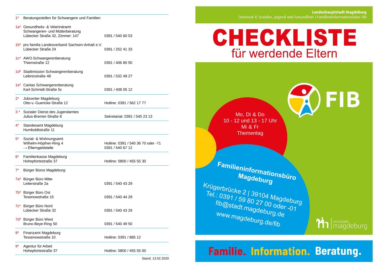 Vorschau Dokument: FIB Checklsite für werdende Eltern - download Dokument