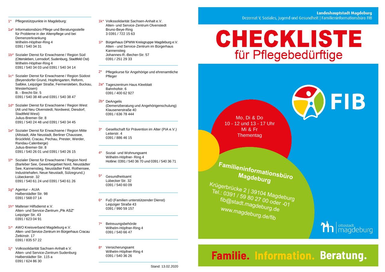 Vorschau Dokument: FIB Checkliste Pflegebedürftigkeit - download Dokument