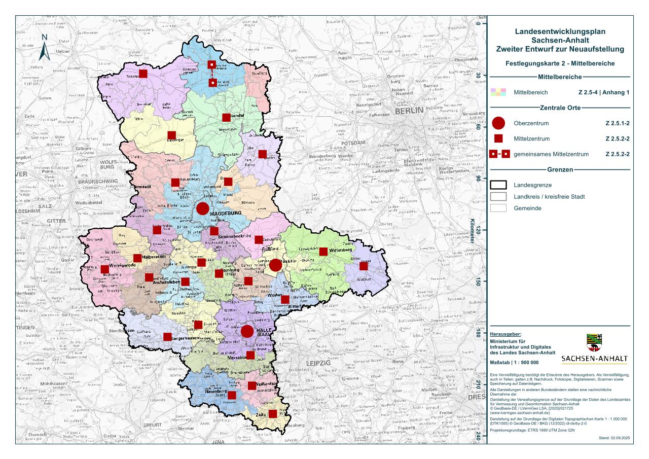 Vorschau Dokument: Festlegungskarte 2 Mittelbereiche - download Dokument